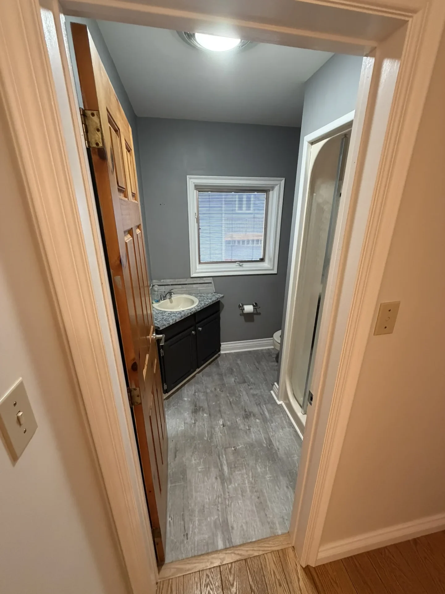 Main floor bathroom with walk-in shower