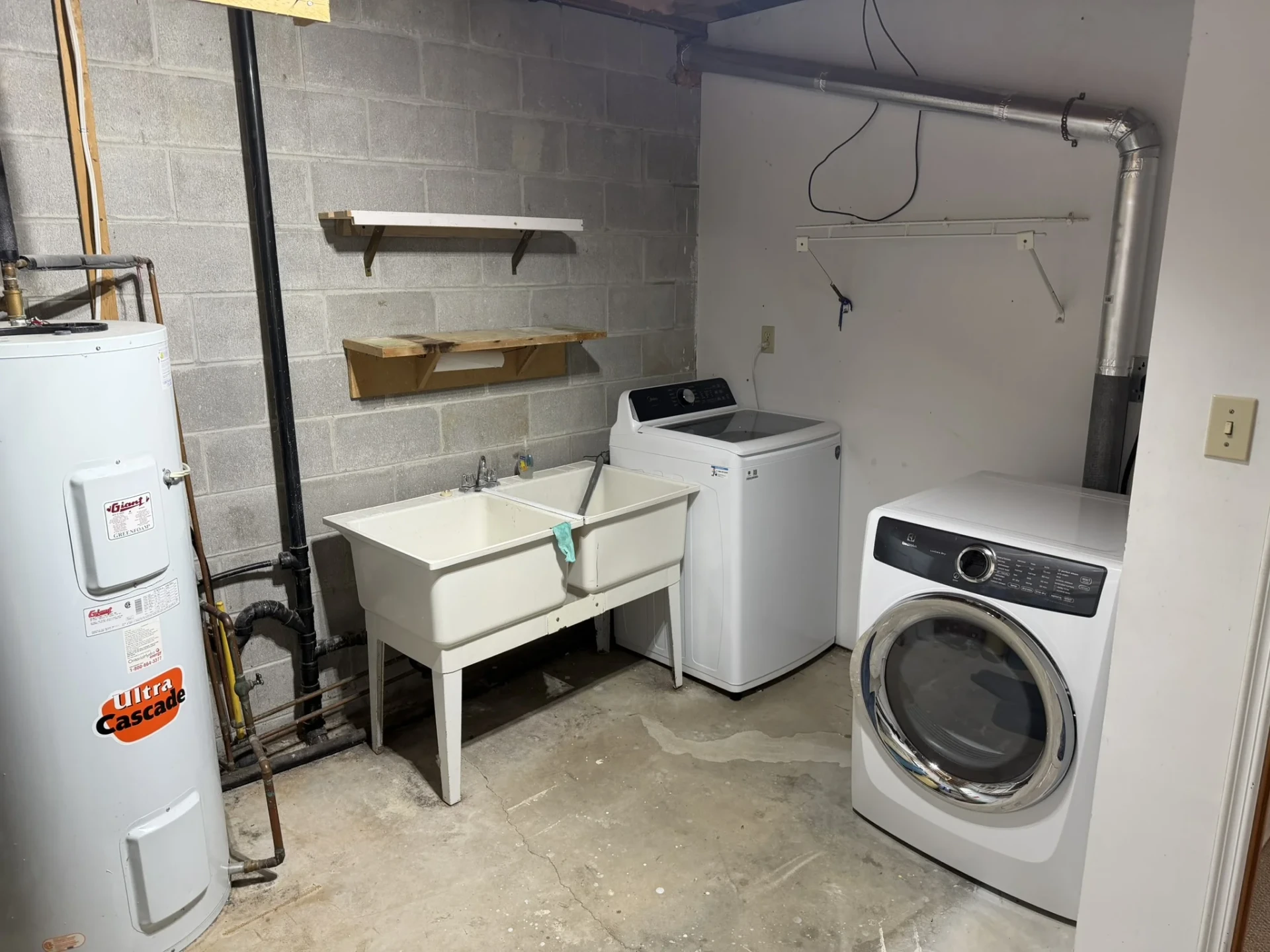 Dedicated laundry room with washer, dryer, and utility sink